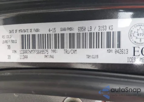 2015 Ram 1500 Laramie из США, поврежденный, VIN 1C6RR7NM7FS609575